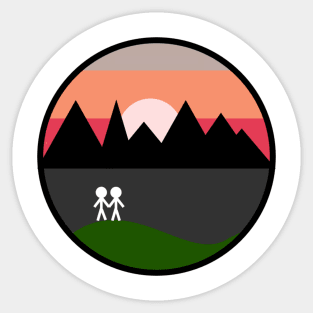 Stickman Couple and Beautiful Sunset Sticker